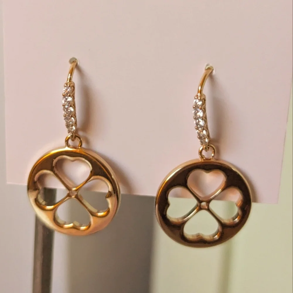 NWT Kate Spade Floral Symbols Earrings - gold/white cz